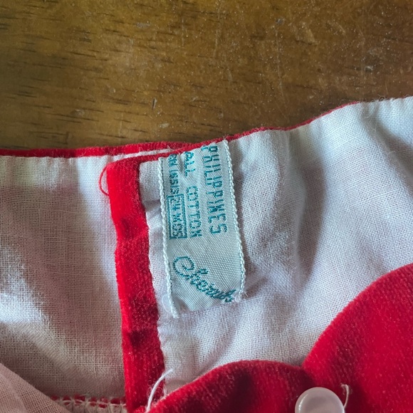 Vintage 70s 80s Lot Of 2 Baby Girl Cotton Velvet Dresses Red Orange 24 Mo 2T - Picture 7 of 10